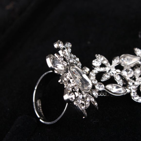 Embellished Swarovski Crystal Bracelet Cuff Ring - Picture 3 of 8